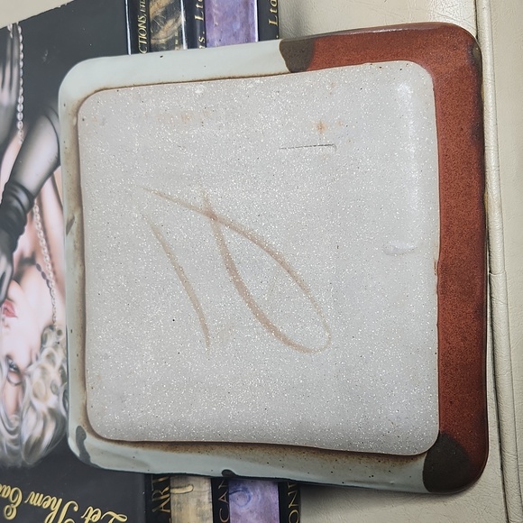 John Freimarck Studio Art Pottery Square Platter Serving Dish W/ Organic Floral - Picture 2 of 5